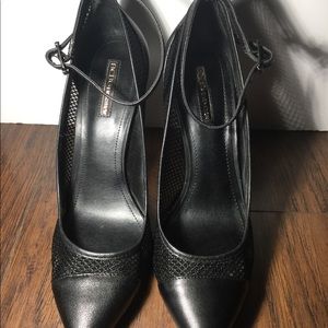 BCBGeneration Black Mesh Strap Heels